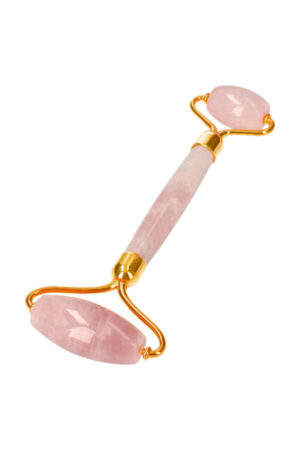 Rozenkwarts massage roller goud kleurig, A kwaliteit, 14.5 cm