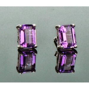 amethist 925 sterling zilver oorknopje