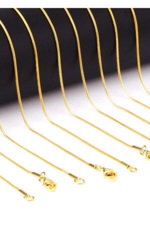 Slang ketting RVS, goud kleurig, 50 cm, 1 mm