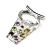 multicolour edelsteen hanger, pendant, kopen, edelsteen, edelstenen, sieraden, sieraad, Bergkristal zilveren hanger met diverse stenen, 4.5 cm