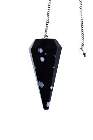 Sneeuwvlok Obsidiaan pendel, 3-5 cm, gefacetteerd 6 vlak, obsidian, snowflake, kopen, pendulum, pendullum