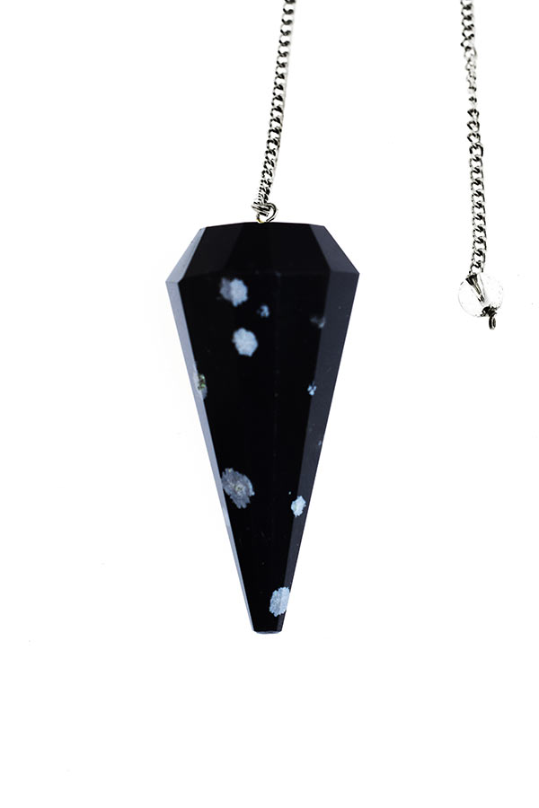 Sneeuwvlok Obsidiaan pendel, 3-5 cm, gefacetteerd 6 vlak
