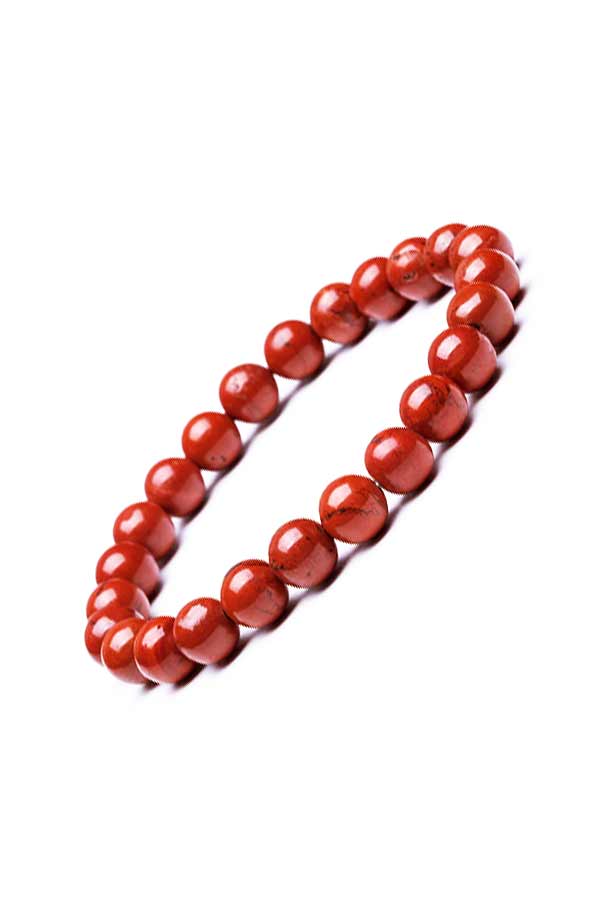 Rode Jaspis armband, 8 mm edelsteen kralen, 19 cm