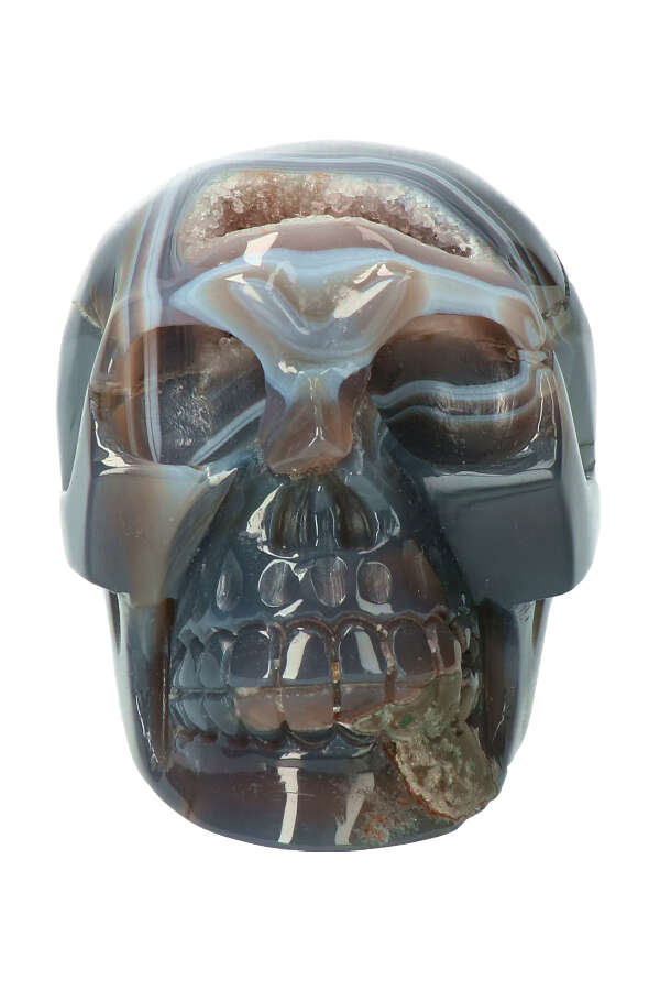 Agaat geode kristallen schedel, 12 cm, 1.12 kg