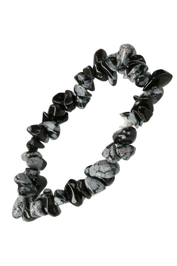 Sneeuwvlok Obsidiaan splitarmband, 17-18 cm