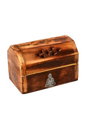 Wierook kegelbrander kistje antiek hout boeddha, 13 cm