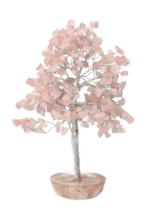 Rozenkwarts edelsteenboom op Orgoniet met Rozenkwarts basis