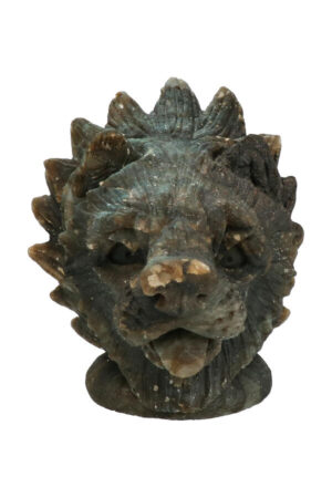 Labradoriet edelsteen wolf hoofd carving