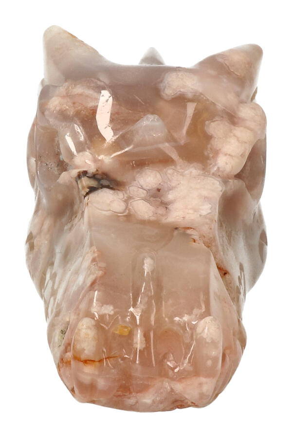 Kersenbloesem Agaat, kristallen drakenschedel,  12 cm, 395 gram