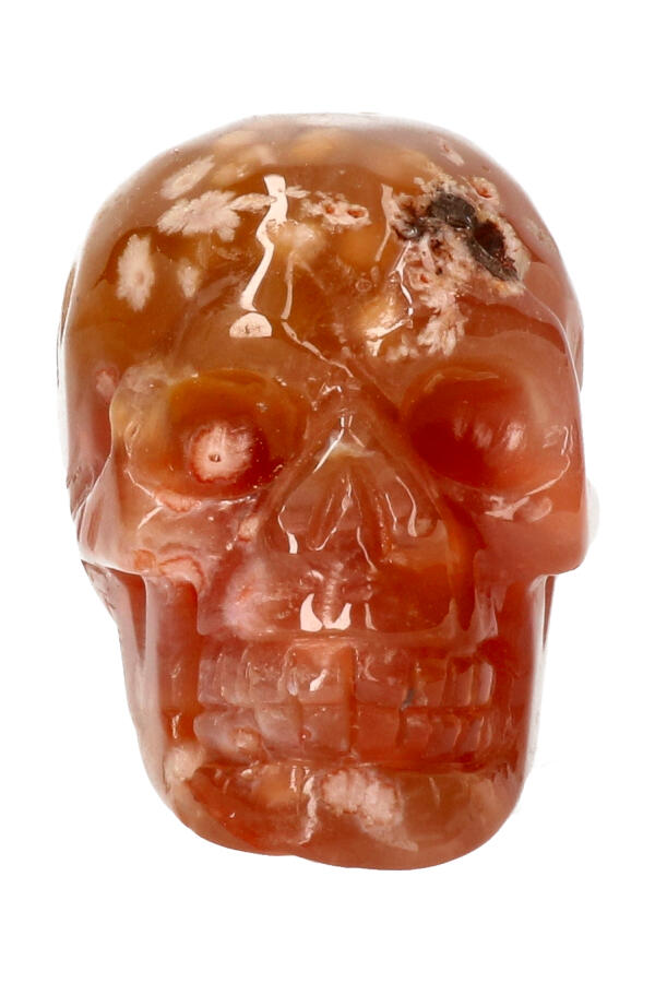 Kersenbloesem Agaat, kristallen edelsteen schedel, 7.5 cm,  299 gram