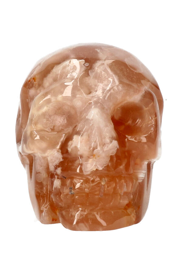 Kersenbloesem Agaat, kristallen edelsteen schedel, 8.3 cm,  350 gram