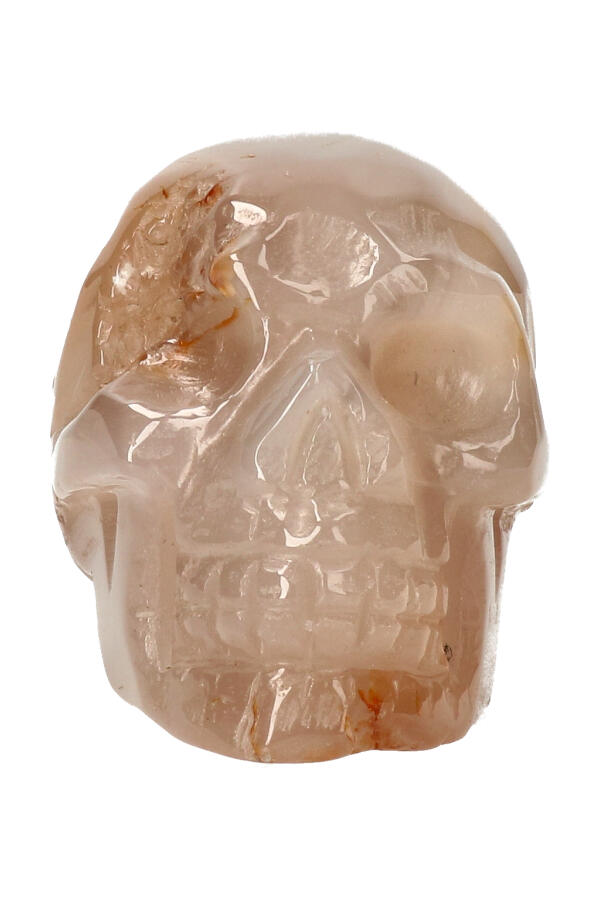 Kersenbloesem Agaat, kristallen edelsteen schedel, 9.3 cm,  409 gram