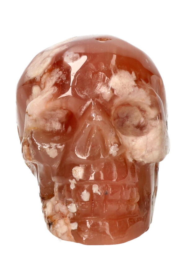 Kersenbloesem Agaat, kristallen edelsteen schedel, 7.7 cm,  322 gram