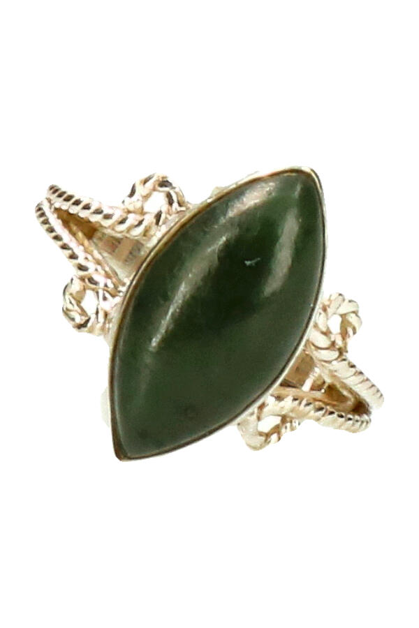 Implementeren Wardianzaak Turbulentie Jade zilveren ring, 925 sterling, steen circa 1 cm - Happy Spirit