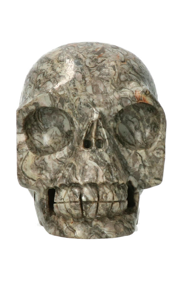 Picasso Jaspis realistische kristallen schedel, 10.8 cm, 896 gram