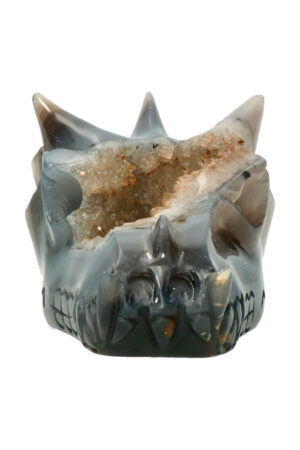 Agaat geode kristallen drakenschedel 10.3 cm 319 gram
