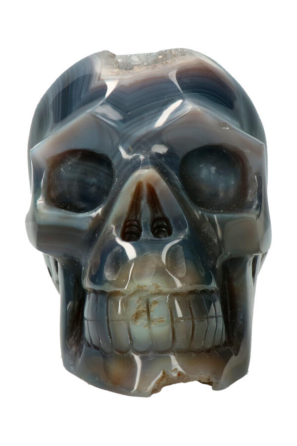 Agaat Geode realistische Kristallen schedel,  14.5 cm,   1.5 kg