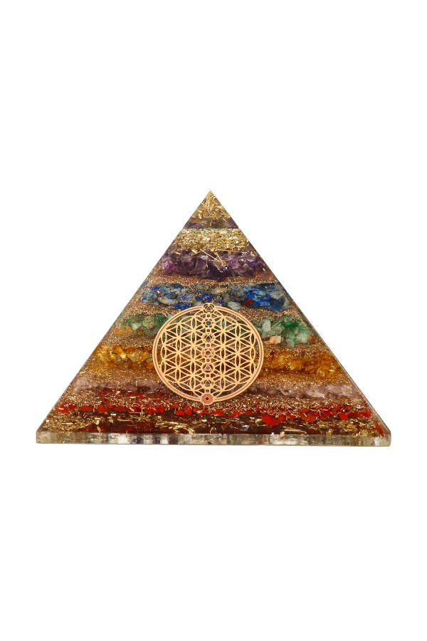 7 Chakra Orgoniet piramide Levensbloem groot , 9 cm