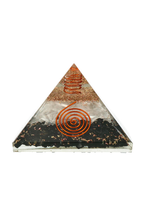 Seleniet & Toermalijn Orgoniet piramide, 7.5 cm