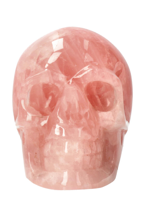 Rozenkwarts kristallen schedel, 10.8 cm, 827 gram