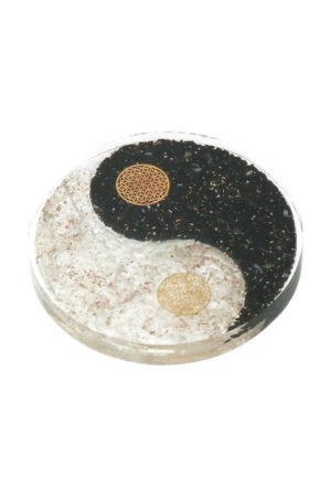 Orgoniet Seleniet-Toermalijn Yin Yang oplaad schijf 10.5 cm ca 140 gram