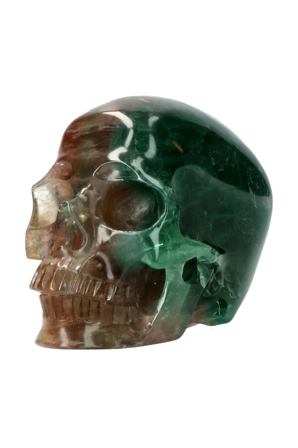 Fluoriet super realistische kristallen schedel, 12.5 cm, 1.6 kg