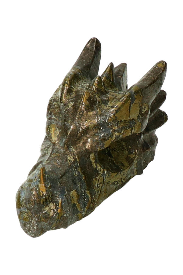 Pyriet kristallen drakenschedel, Top Carving, 7.5 cm, 240 gram