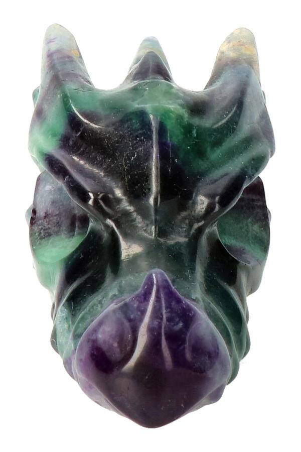 Regenboog Fluoriet drakenschedel Top Carving