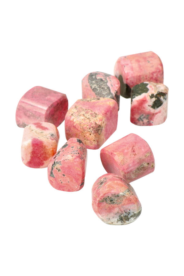 Roze Rhodochrosiet trommelsteen (hand gepolijst), Peru, keuze uit 5 maten