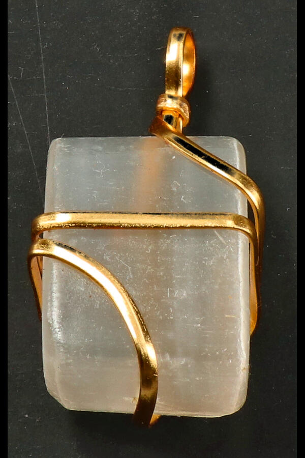 Seleniet spiraal hanger, goudkleurig, trommelsteen, circa 2 cm