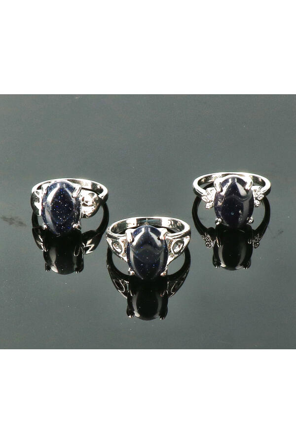 Blauwsteen gemstone ring zilverkleurig 2