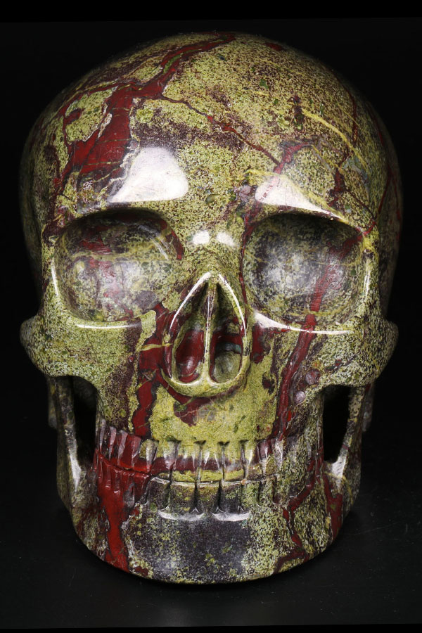 Drakenbloedsteen 'Mitchell Hedges' realistische kristallen schedel, 12.5 cm, 1.42 kg