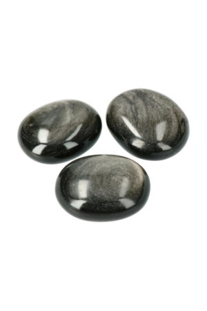 Zilver Obsidiaan palmsteen 6 cm 80-115 gram