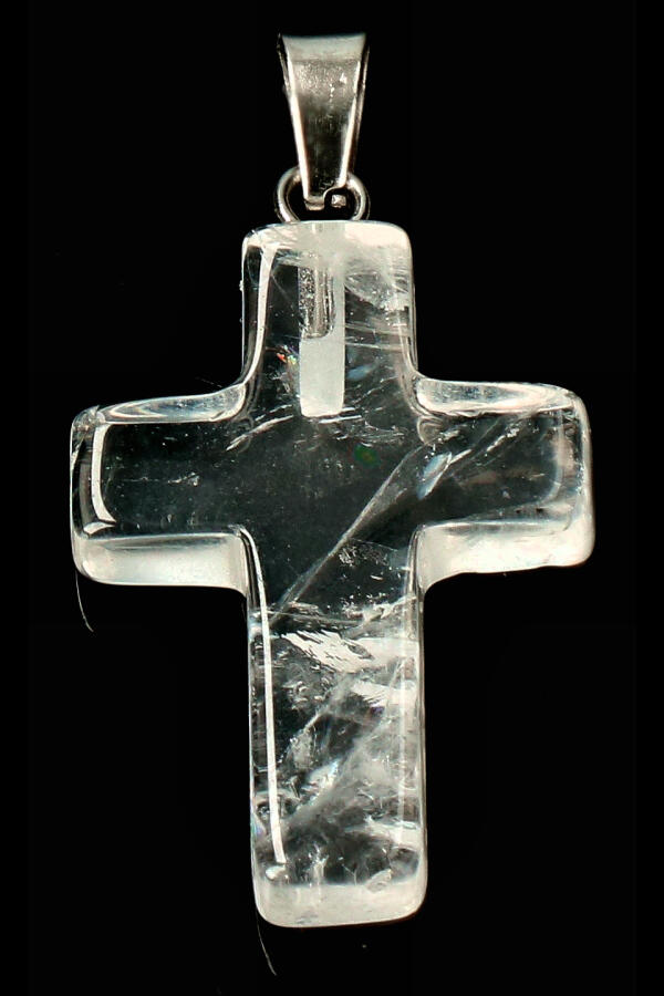 Bergkristal kruis hanger, 2.5 cm