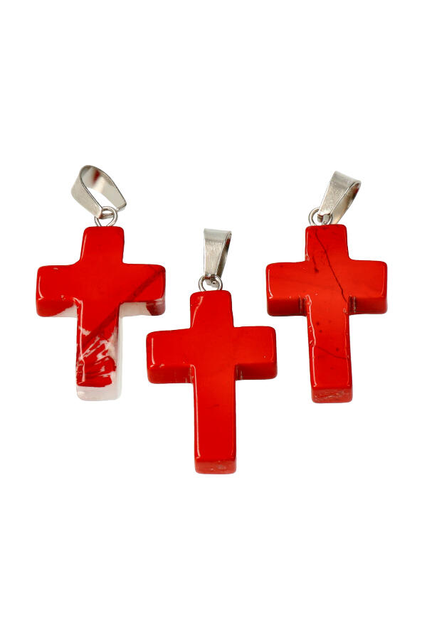 Rode Jaspis kruis hanger 2.5 cm