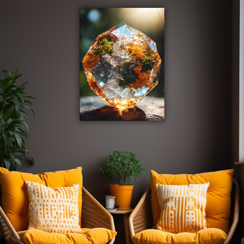Wereld Fantoomkristal artwork in woonkamer als canvas of acrylglas of plexiglas schilderij