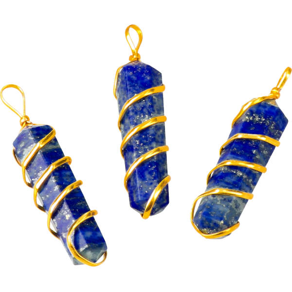 Lapis Lazuli dubbelpunt hanger goudkleurig