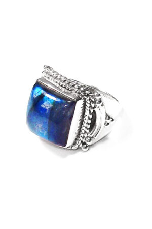 Labradoriet zilveren ring, 925 sterling