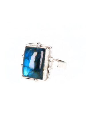 Labradoriet zilveren ring, 925 sterling, steen 1.7 cm