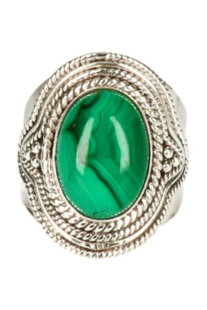 Malachiet zilveren ring, 925 sterling, steen circa 1 cm