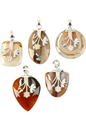 Montana Agaat hanger, diverse vormen, 925 sterling zilver, ca 3.5 cm