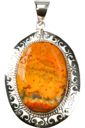 Bumblebee Jaspis ovale hanger, 925 sterling zilver, 4 cm