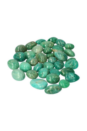 Amazoniet palmstenen AAA large, Rusland, 5 variaties van 3,5 cm tot 8 cm.