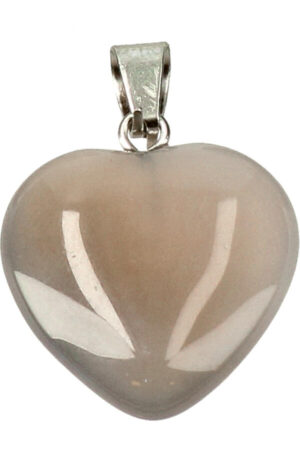 Grijze Agaat hart hanger, 2 cm