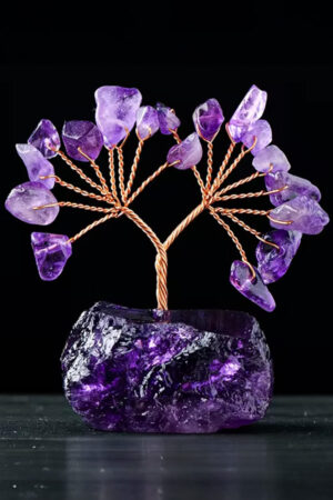 Amethist edelsteen boom op Amethist voet, 6 cm