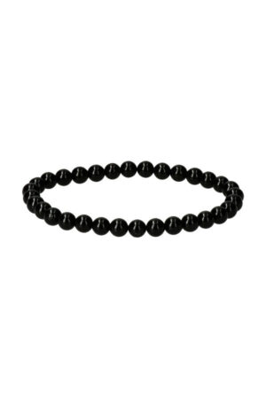 Zwarte Toermalijn armband, 6 mm edelsteen kralen, 15 cm (kindermaat)