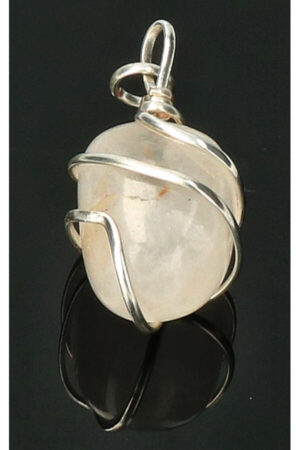 Bergkristal spiraal hanger verzilverd, trommelsteen, circa 2 cm