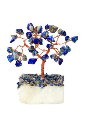 Lapis Lazuli edelsteenboom op Bergkristal voet, 10-12 cm