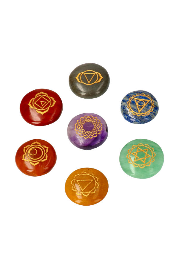 7 Chakra legger set in satijnen zakje, circa 3 cm per legger - Afbeelding 3