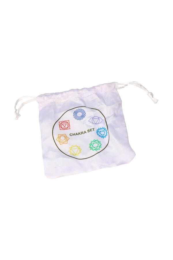 7 Chakra legger set in satijnen zakje, circa 3 cm per legger - Afbeelding 4